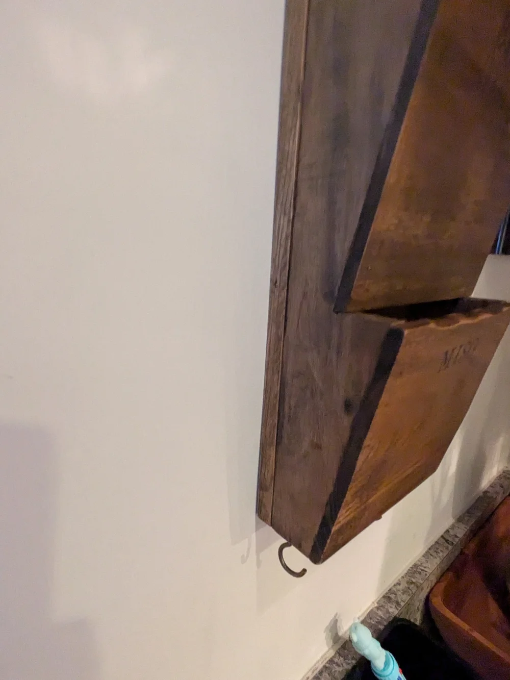 Vintage Rustic Wooden Hanging Wall Organizer Letters Mail & Bill Holder 20x6
